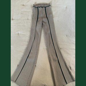 Eckhaus Latta Push Flares ribbed pants in neutral tan, size medium